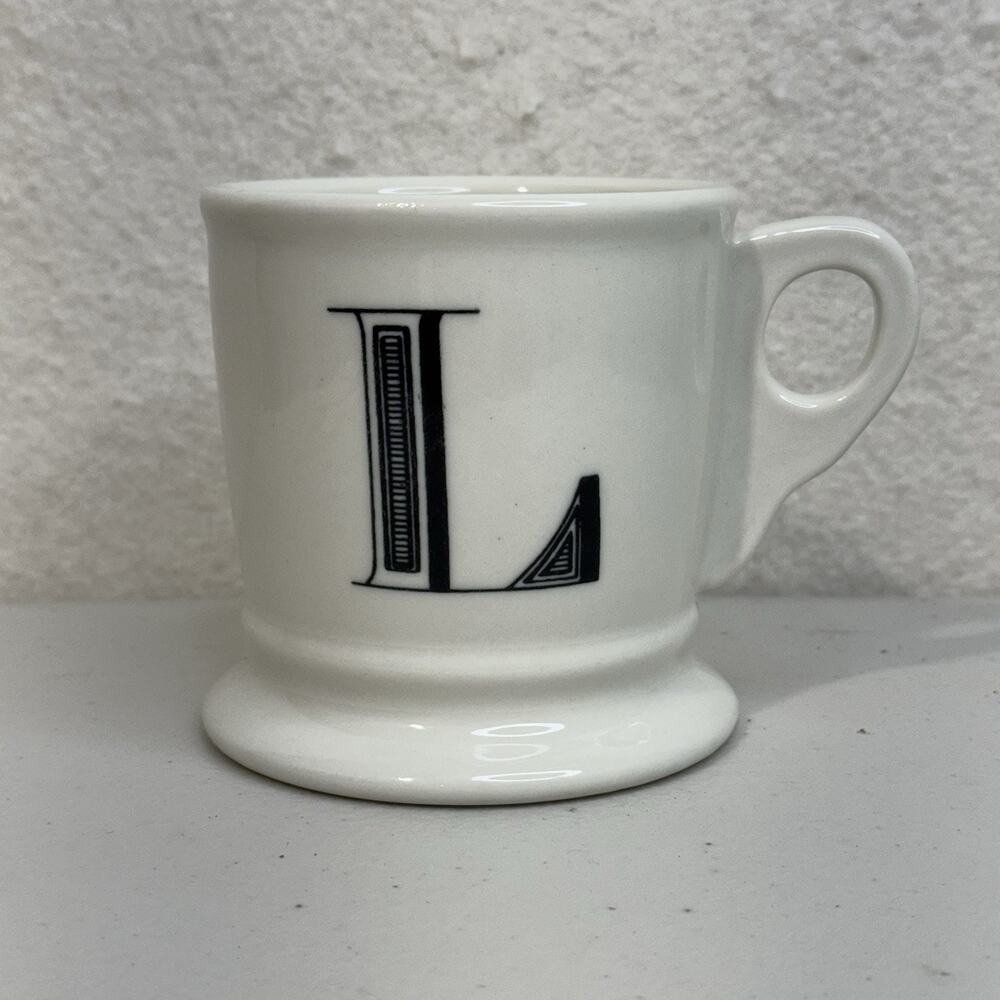ANTHROPOLOGIE INITIAL MONOGRAM MUG CUP - INITIAL "L" Bone BIRD STAMP